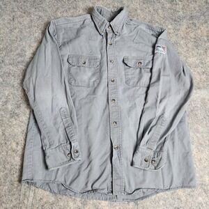 Tyndale FR Work Shirt Men L Gray Long Sleeve Button Down Cat 2 NFPA 2112 Cal 8